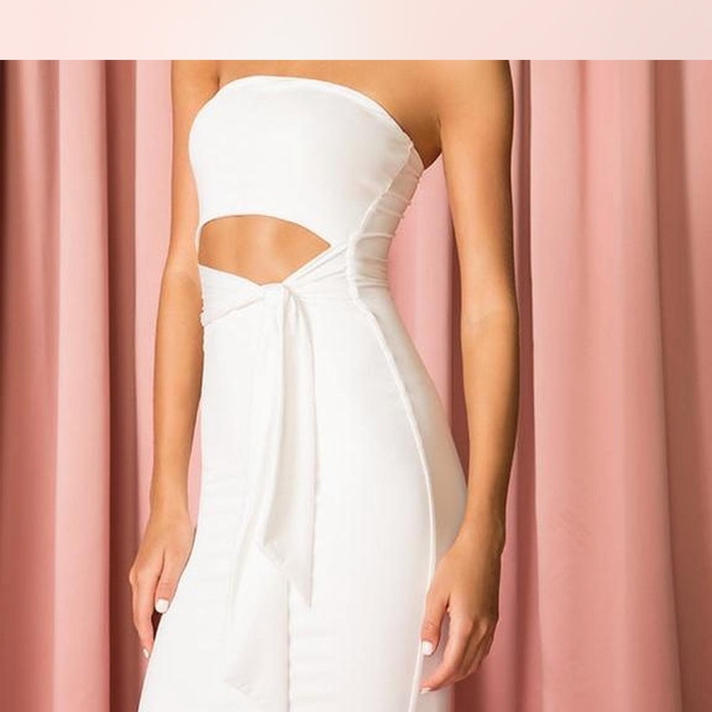 Revolve Superdown Strapless White Cutout Midi Dre… - image 3